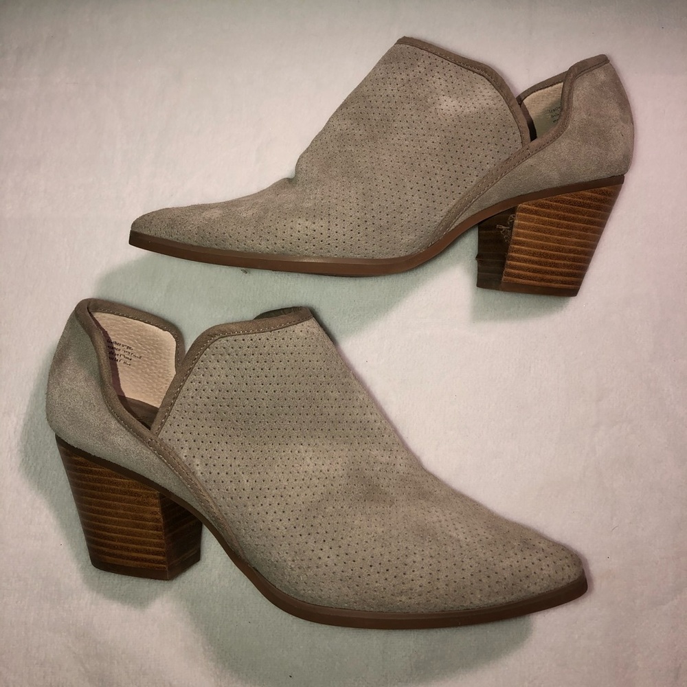 Gray ankle booties.